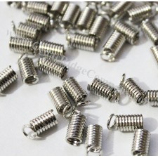 Silver Tone Cord Coil Clasps - 10mm x 3.5mm (Pack of 25)