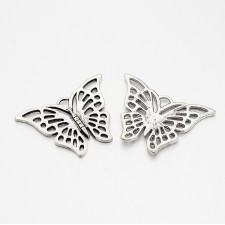 Large Metal Butterfly Pendants Charms - 2pc - 38x27mm