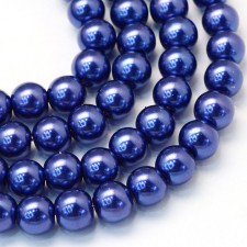 Round Glass Pearl Beads – Dark Blue (3mm, 1 Strand)