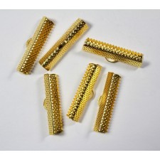 6pc Ribbon Ends Gold Tone 30mm