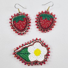 Strawberry earring and hair clip set