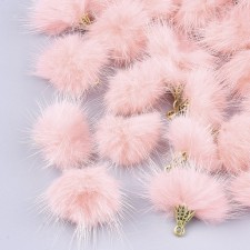 4pc Faux Mink Fur Tassels 20-30mm Long  - Pink