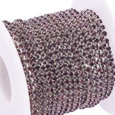 SS6 Brass Rhinestone Banding with Amethyst Glass Stones – 10 Yard Roll