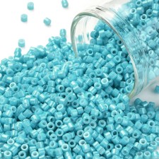 Glass Cylinder Seed Beads - 11/0 Opaque Lustre Blue Turquoise - 10g bag