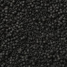 Glass Cylinder Seed Beads - 11/0 Matte Opaque Black - 10g bag