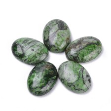 Natural Ripple Jasper Cabochons - Oval, Dyed Green (25x18mm, 1pc)