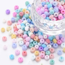 6/0 Glass Seed Beads, Pastel, Macaron Color, Round, Mixed Color