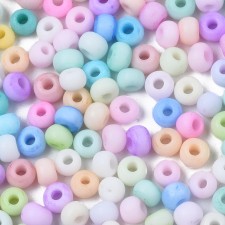 8/0 Glass Seed Beads, Pastel, Macaron Color, Round, Mixed Color, 20g Bag