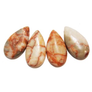 Red Line Marble Natural Tear Drop 30x18mm (Pack of 4)