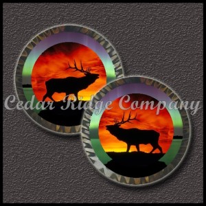 1" Epoxy Cab - Sunset Elk with Border (Pair)