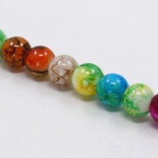 8mm Round Glass - Marbled Mix - 16 Inch Strand