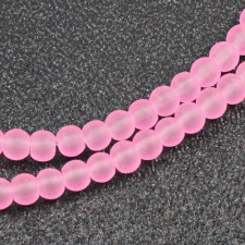 4mm Glass Frosted Matte Neon 31" Strand - Pink