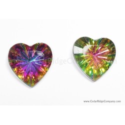 2pcs AB Faceted Hearts Vitrail Gems 25mm (1")