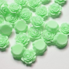 10pc Resin Flatback Roses Lt Green - Choose Size