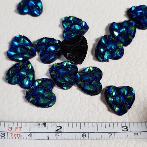 1pc Grab Bin - AB Navy Blue  Glue On Faceted Heart Flatback Gem 12x12mm