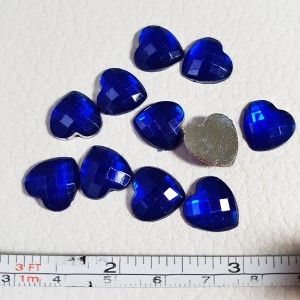 1pc Grab Bin - Faceted Blue Hearts 12mm