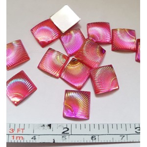 10pc Grab Bin - AB Pink Square Glue On 9mm