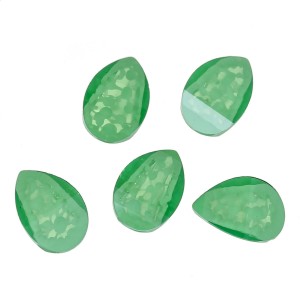 10pc  - Resin Cabochon Embellishments Teardrop Green Spot Faceted 10mm( 3/8") x 7mm( 2/8")
