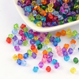 25g Acrylic Faceted Bicone Beads 6mm Hole 1mm Assorted