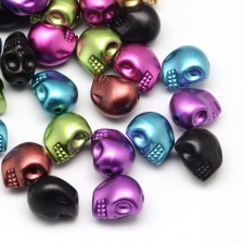 25g Acrylic Shinny Skull Beads 13x10mm Hole 2mm Assorted