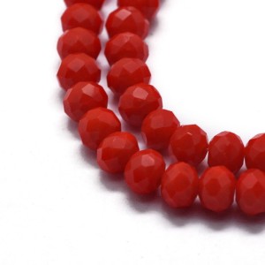17" Strand 95pc Aprox - 6X4 mm Crystal Faceted Rondelle Beads - Red