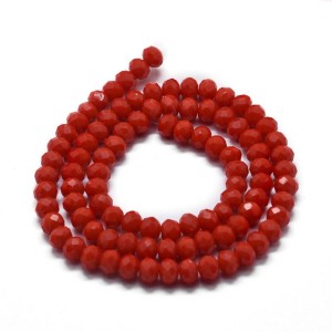 17" Strand 95pc Aprox - 6X4 mm Crystal Faceted Rondelle Beads - Red