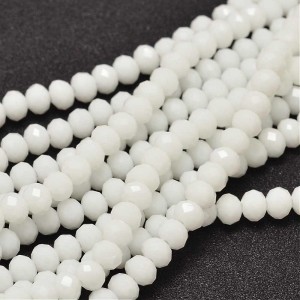 17" Strand 95pc Aprox - 6X4 mm Crystal Faceted Rondelle Beads - White