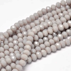17" Strand 95pc Aprox - 6X4 mm Crystal Faceted Rondelle Beads - Grey