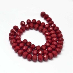 15.5" Strand 70pc Aprox - 8x6 mm Crystal Faceted Rondelle Beads -  Dark Red