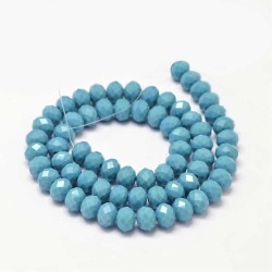 15.5" Strand 70pc Aprox - 8x6 mm Crystal Faceted Rondelle Beads -  Steel Blue