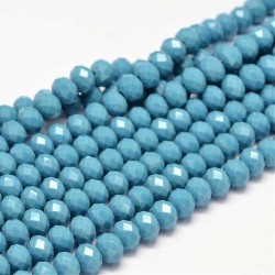 15.5" Strand 70pc Aprox - 8x6 mm Crystal Faceted Rondelle Beads -  Steel Blue