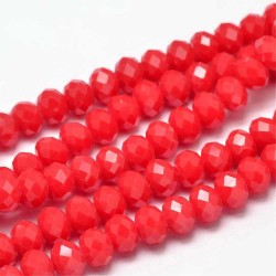 15.5" Strand 70pc Aprox - 8x6 mm Crystal Faceted Rondelle Beads - Red
