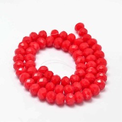 15.5" Strand 70pc Aprox - 8x6 mm Crystal Faceted Rondelle Beads - Red
