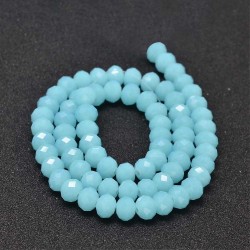 15.5" Strand 70pc Aprox - 8x6 mm Crystal Faceted Rondelle Beads - Light Sky Blue