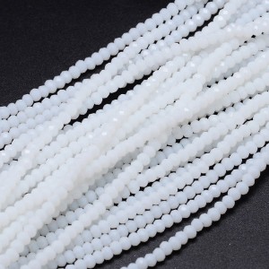 15" Strand 200pc Aprox -3x2mm Crystal Faceted Rondelle Beads -  White