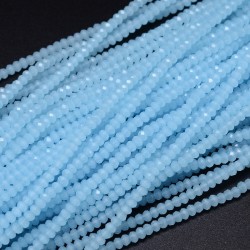 15" Strand 200pc Aprox -3x2mm Crystal Faceted Rondelle Beads -  Sky Blue
