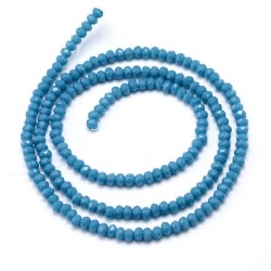 15" Strand 200pc Aprox -3x2mm Crystal Faceted Rondelle Beads -  Cornflower Blue