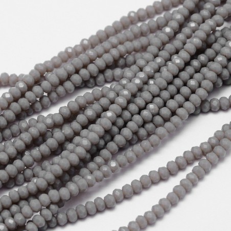 15" Strand 200pc Aprox -3x2mm Crystal Faceted Rondelle Beads - Grey