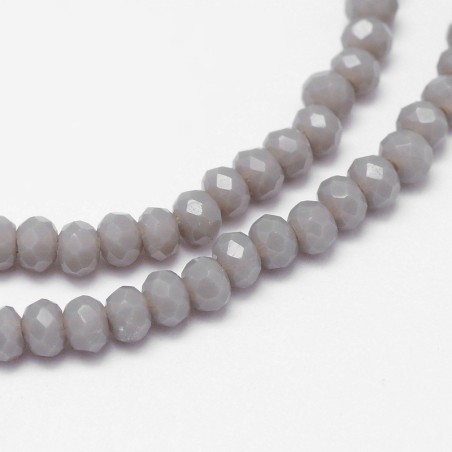 15" Strand 200pc Aprox -3x2mm Crystal Faceted Rondelle Beads - Grey