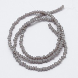 15" Strand 200pc Aprox -3x2mm Crystal Faceted Rondelle Beads - Grey