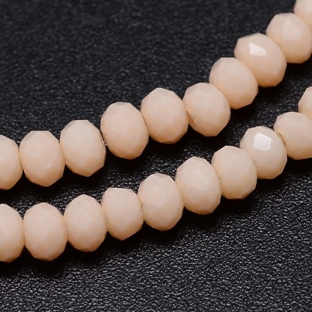 15" Strand 200pc Aprox -3x2mm Crystal Faceted Rondelle Beads - Peach