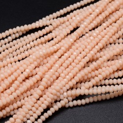 15" Strand 200pc Aprox -3x2mm Crystal Faceted Rondelle Beads - Peach