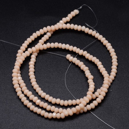 15" Strand 200pc Aprox -3x2mm Crystal Faceted Rondelle Beads - Peach