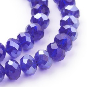 14" Strand 95pc Aprox - 6X4 mm Crystal Faceted Rondelle Beads - Pearl Lustre Blue