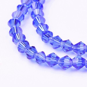 15" Strand 104pc Aprox - 4mm Bicone Faceted Beads - Blue