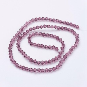 15" Strand 104pc Aprox - 4mm Bicone Faceted Beads - Old Rose