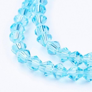 15" Strand 104pc Aprox - 4mm Bicone Faceted Beads - Lt. Sky Blue