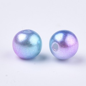 20g Sky Blue/Pink Imitation Pearl Acrylic Beads, 8mm, Hole: 1.6mm