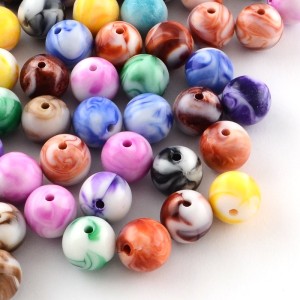 20g Mixed Acrylic Beads, 8mm, Hole: 1.5mm