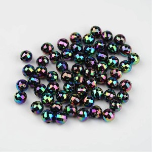 20g  Faceted AB Prussian Blue Acrylic Beads, 6mm, Hole: 1mm